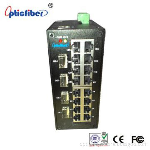 16x10/10/100M & 4 Gigabit Fiber Slots Industrial Switch